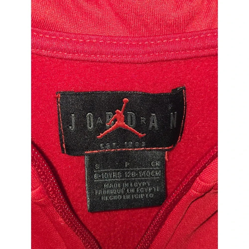 Jordan‎ Dri-FIT Full Zip Hoodie Red Black Colorblock Kids Size S (8-10)
